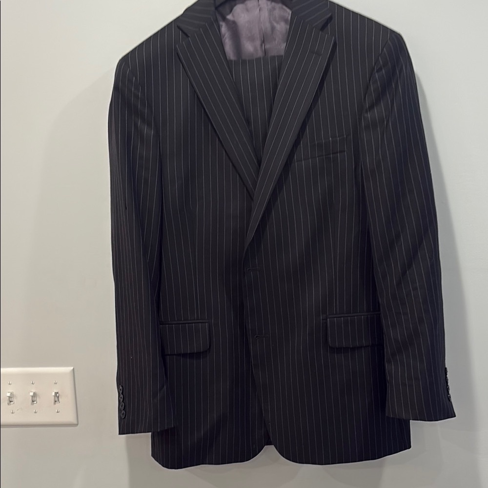 Classic Black and White Pinstripe Wool Suit